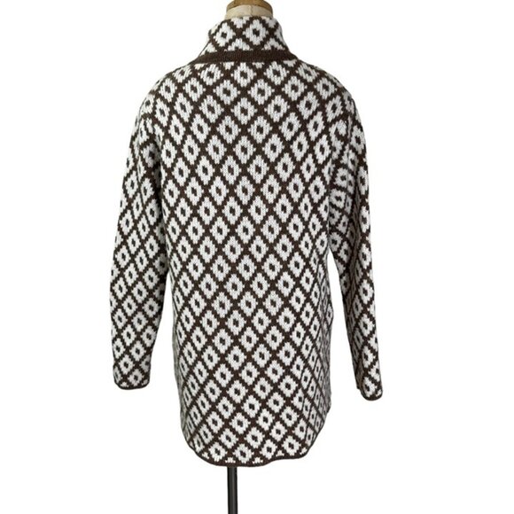 Oriana made in Italy women's cardigan M cream brown wool blend double knit soft - Picture 6 of 8